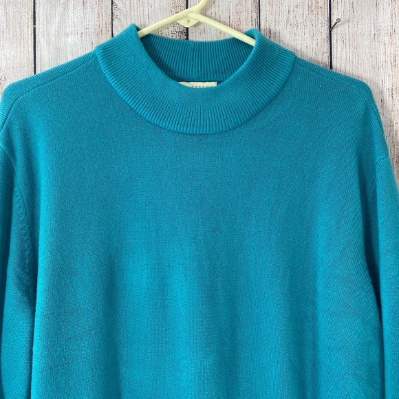 Appleseeds Teal Blue Lightweight Mock Turtleneck Sweater 3X New - Picture 2 of 5